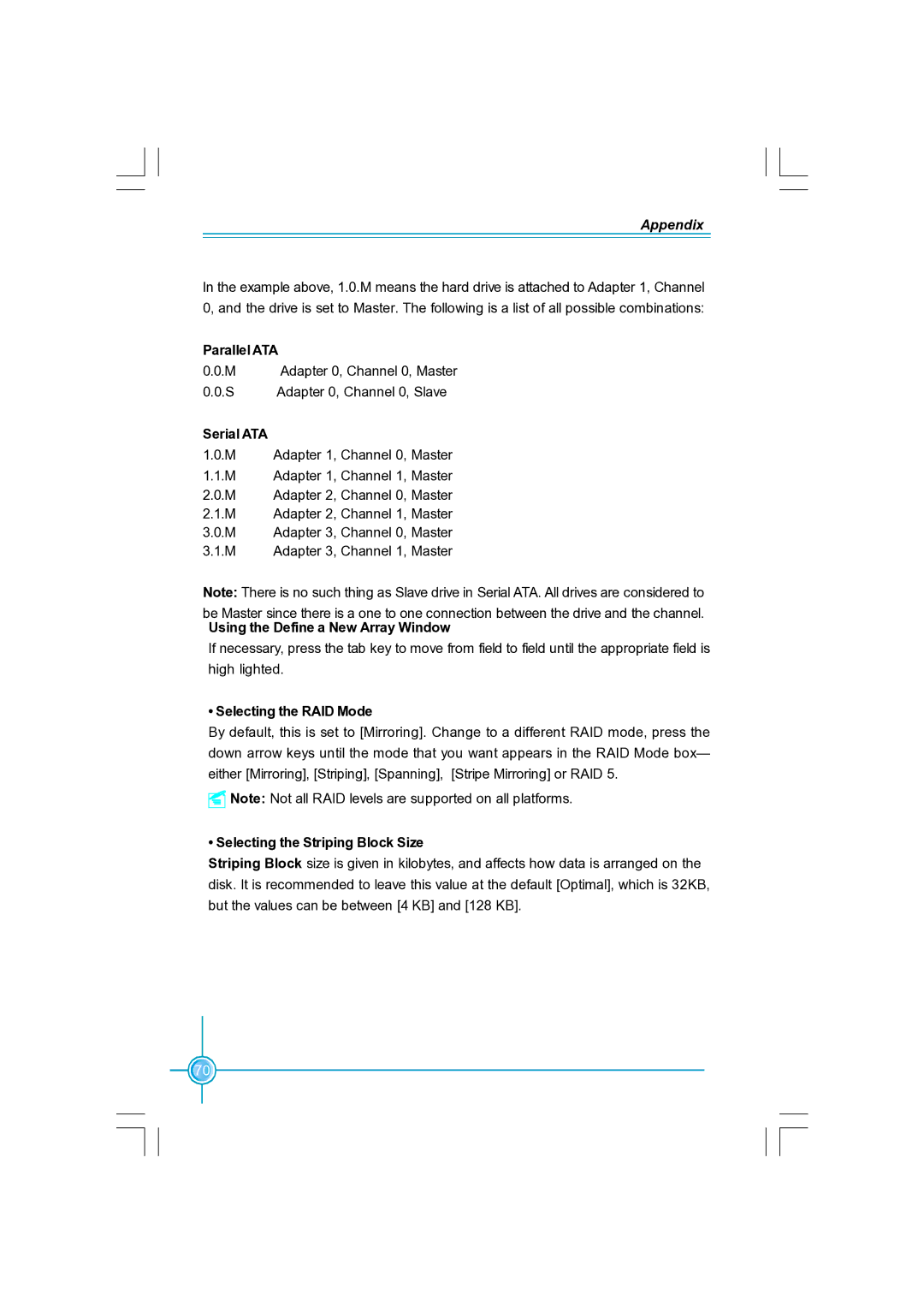 Foxconn N570SM2AA user manual ParallelATA, Serial ATA, Using the Define a New Array Window, Selecting the RAID Mode 