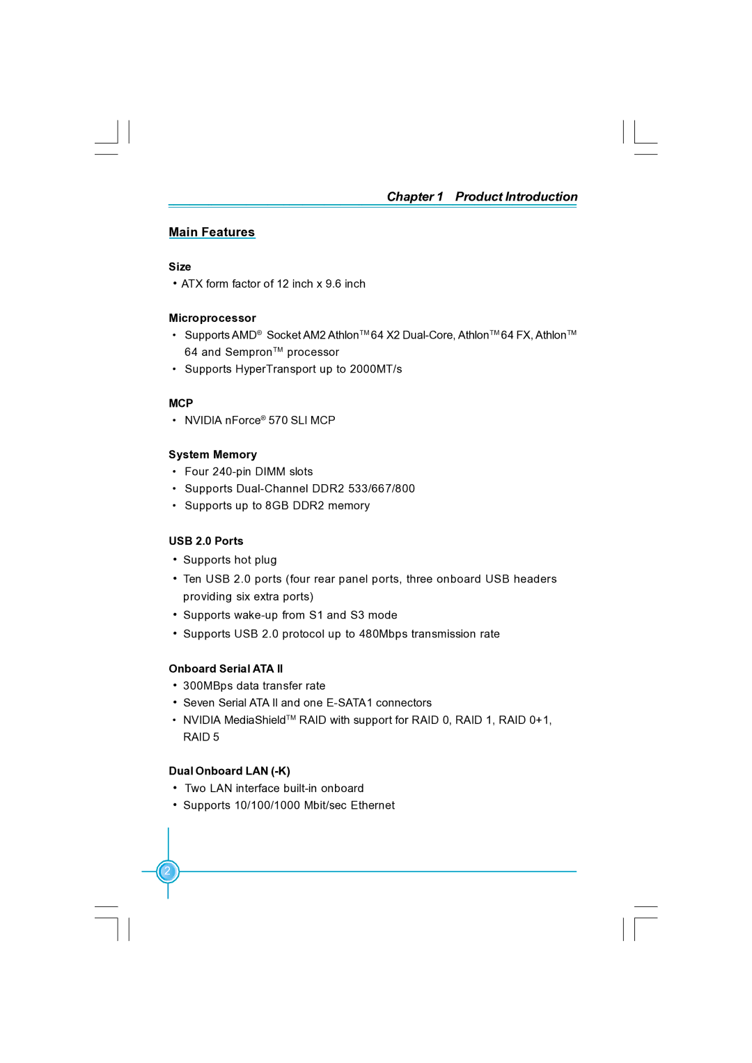 Foxconn N570SM2AA user manual Main Features 