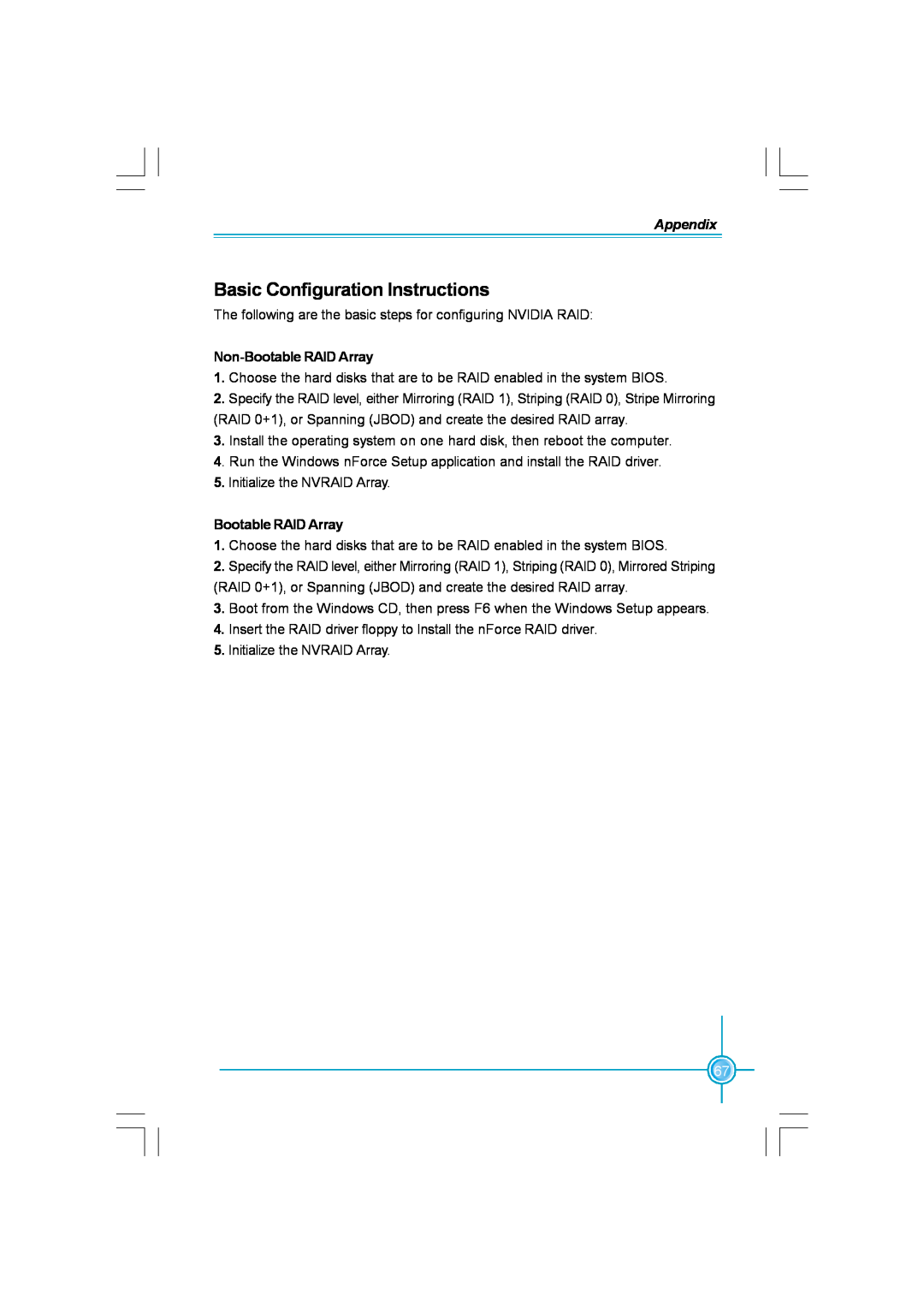 Foxconn N570SM2AA user manual Basic Configuration Instructions, Appendix, Non-Bootable RAID Array 