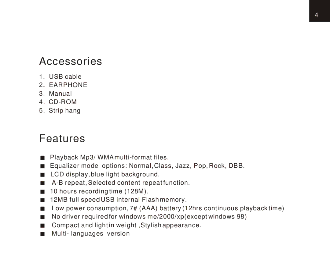 Foxda Tech FM-6602 manual Accessories, Features 