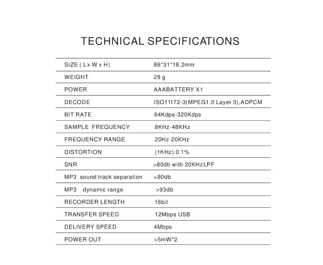 Foxda Tech FM-6602 manual Technical Specifications 