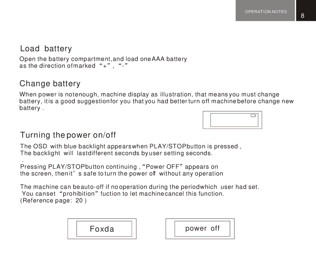 Foxda Tech FM-6602 manual Load battery 