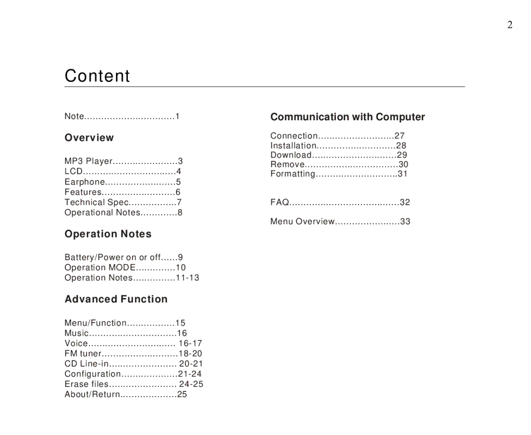 Foxda Tech FM-6603 manual Content 