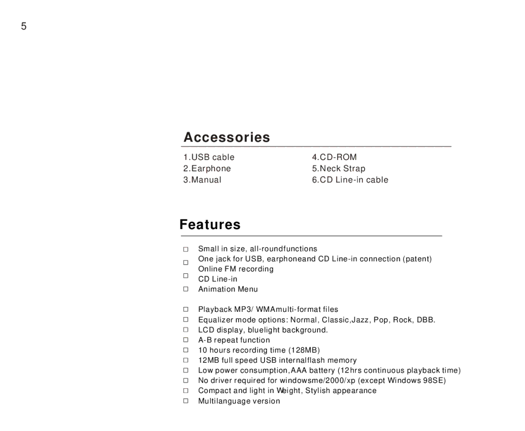 Foxda Tech FM-6603 manual Accessories, Features 