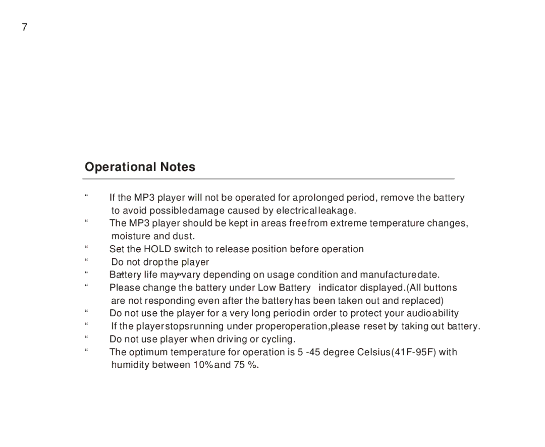 Foxda Tech FM-6603 manual Operational Notes 