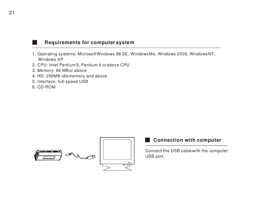 Foxda Tech FM-6605 manual Requirements for computer system, Connection with computer 