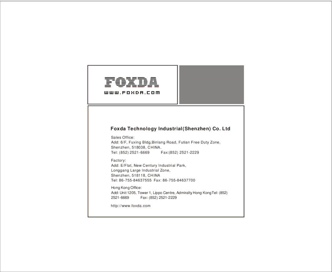 Foxda Tech FM-6605 manual Fax852 