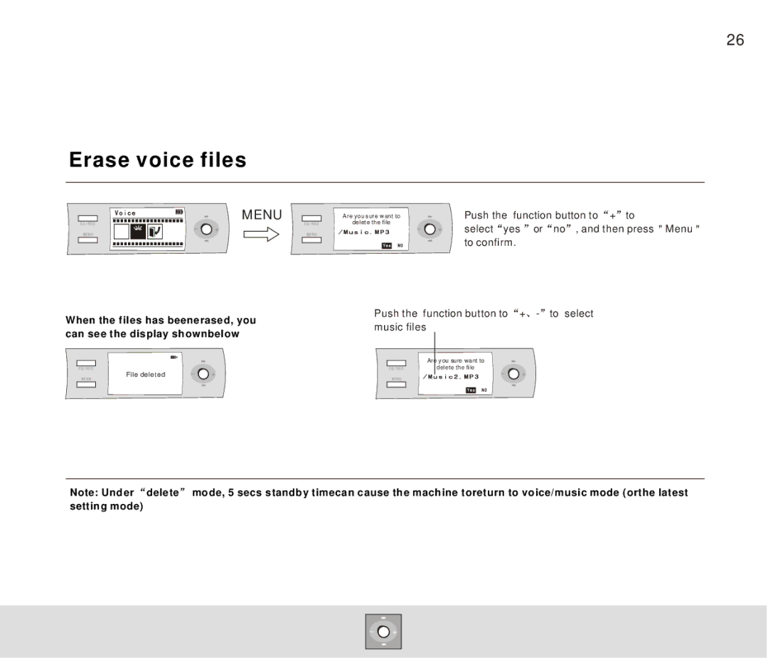 Foxda Tech FM-6606 manual Erase voice files 