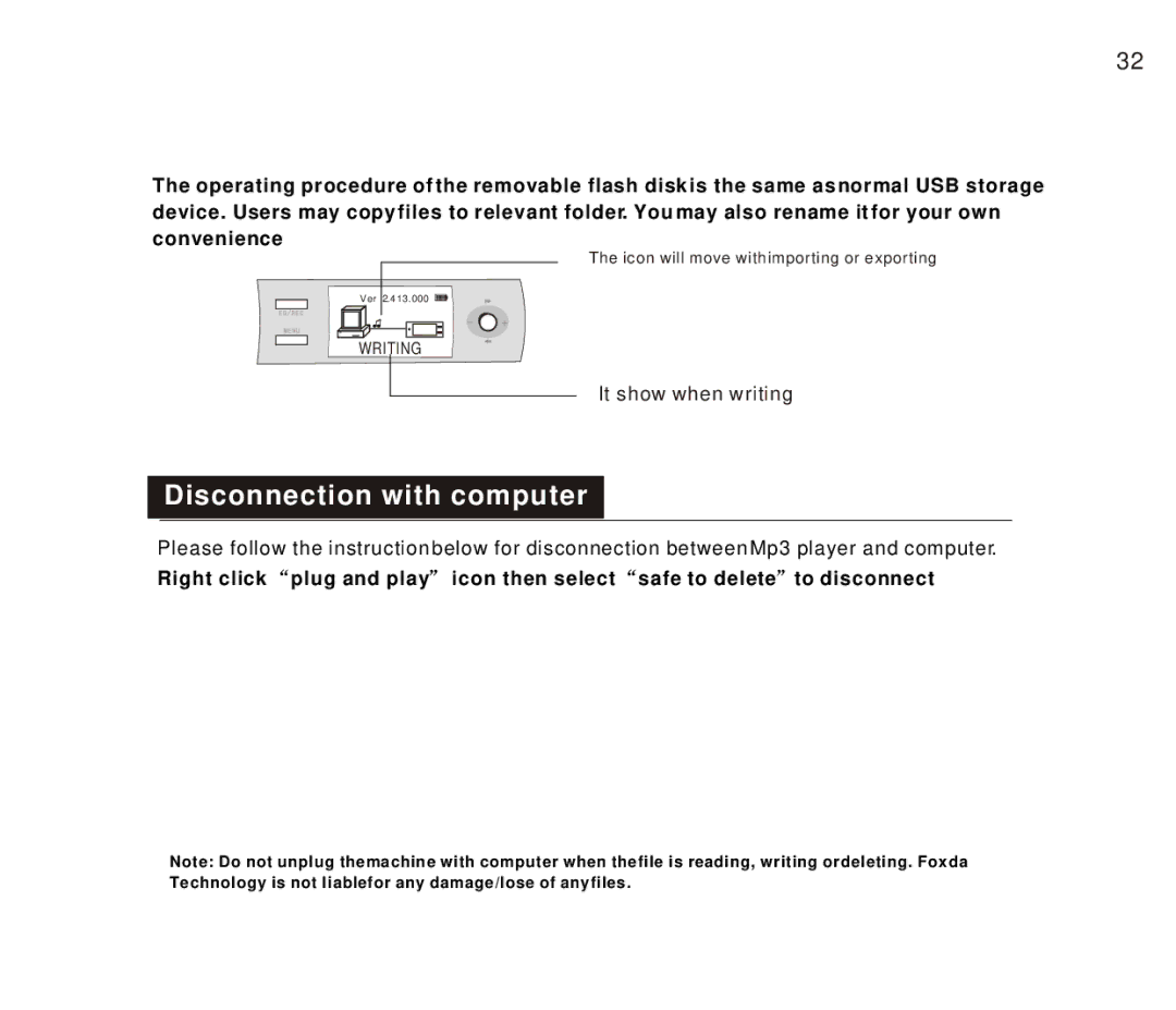 Foxda Tech FM-6606 manual Disconnection with computer 