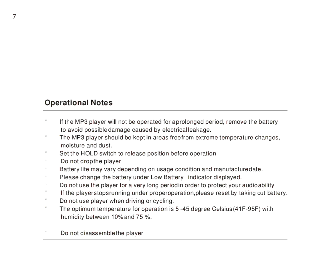 Foxda Tech FM-6606 manual Operational Notes 