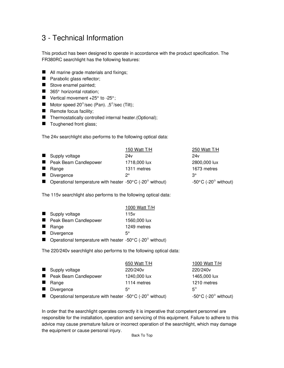 FrancisFrancis A2541, FR380 manual Technical Information 