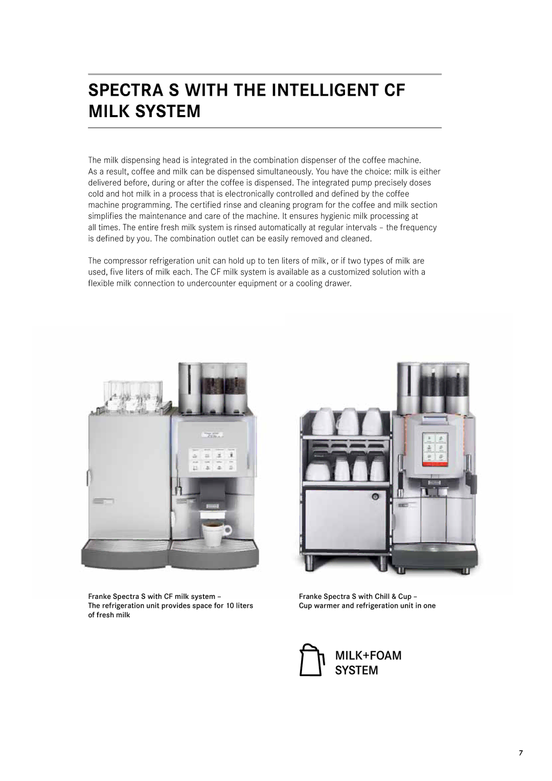 Franke Consumer Products 471086A1 manual Spectra S with the intelligent CF milk system 