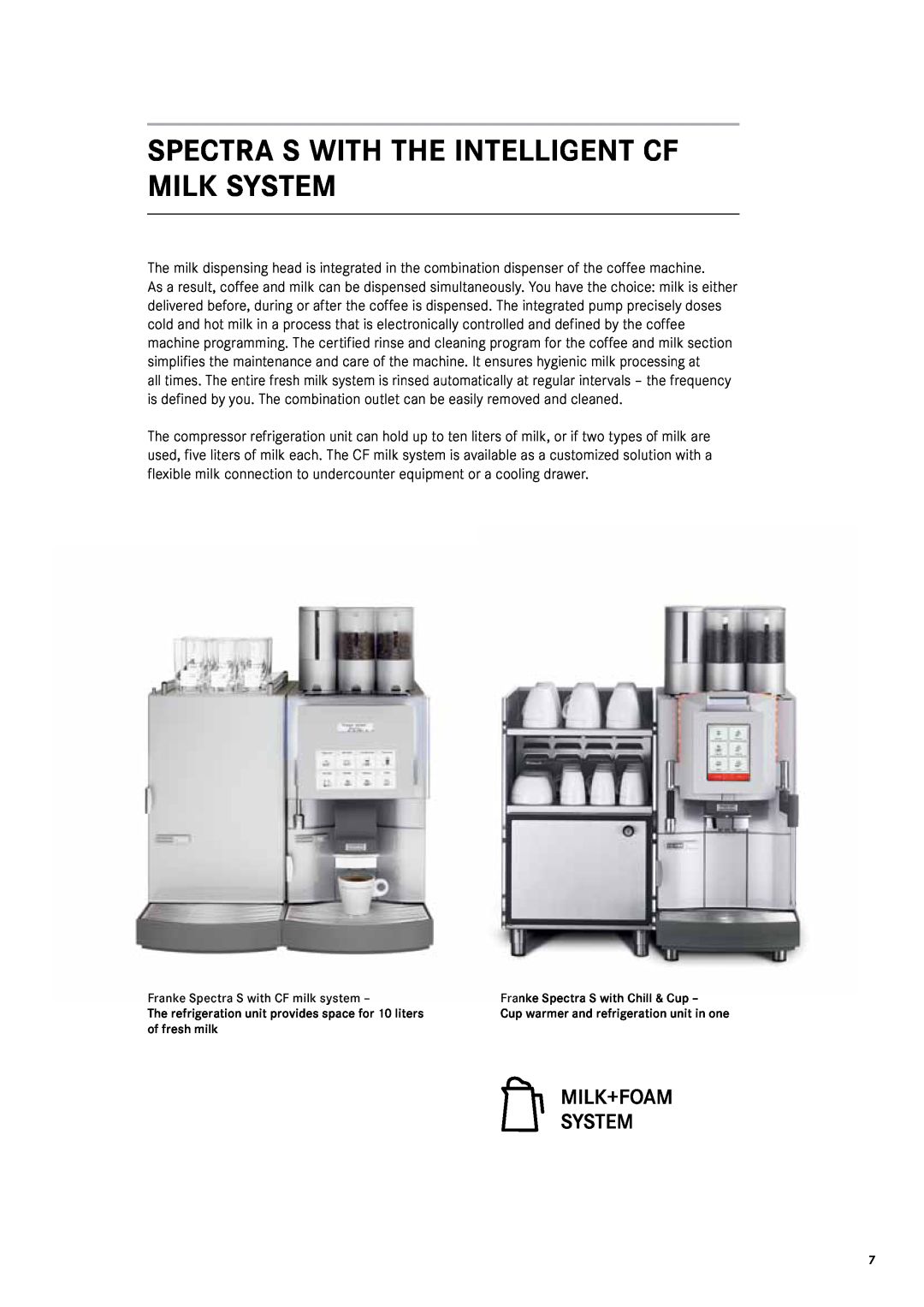 Franke Consumer Products 471086A1 manual Spectra S with the intelligent CF milk system 