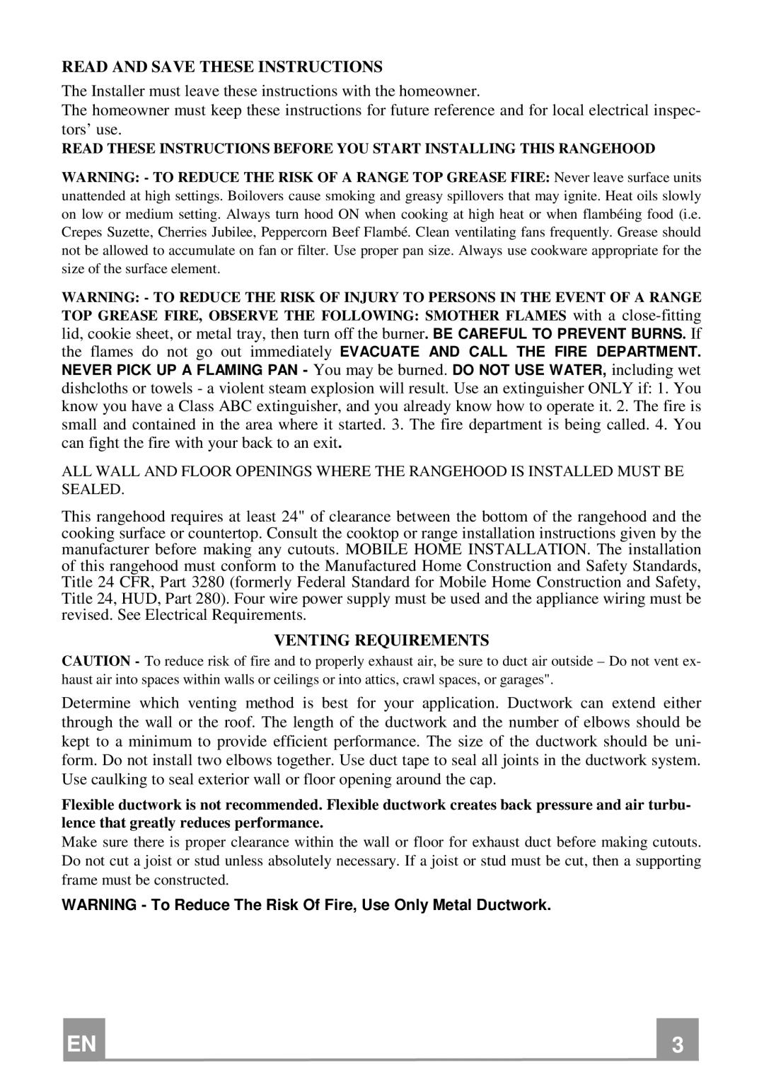 Franke Consumer Products FBI 362 XS RB, FBI 482 XS RB installation instructions Read and Save These Instructions 