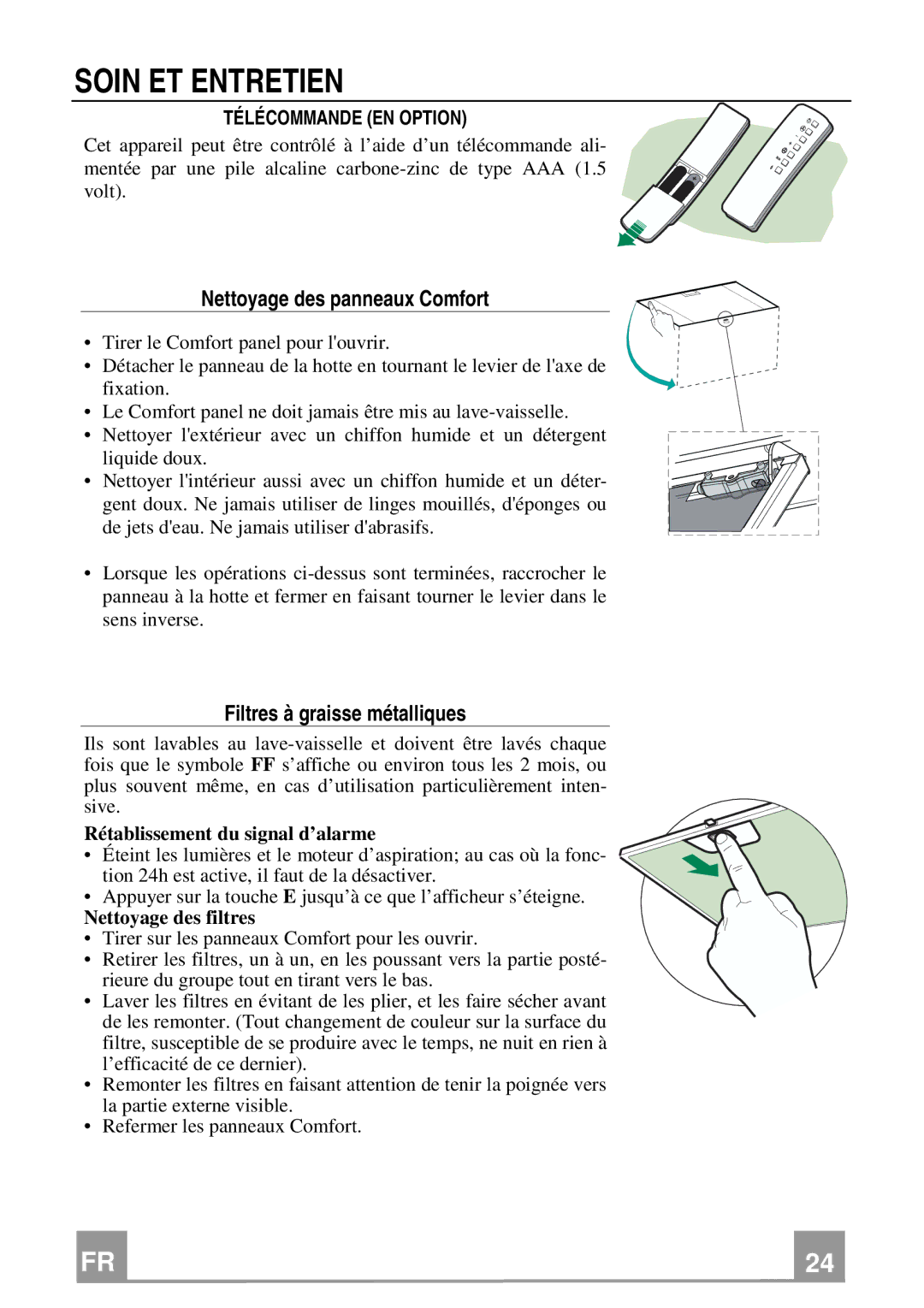 Franke Consumer Products FCH 367 Soin ET Entretien, Nettoyage des panneaux Comfort, Filtres à graisse métalliques 