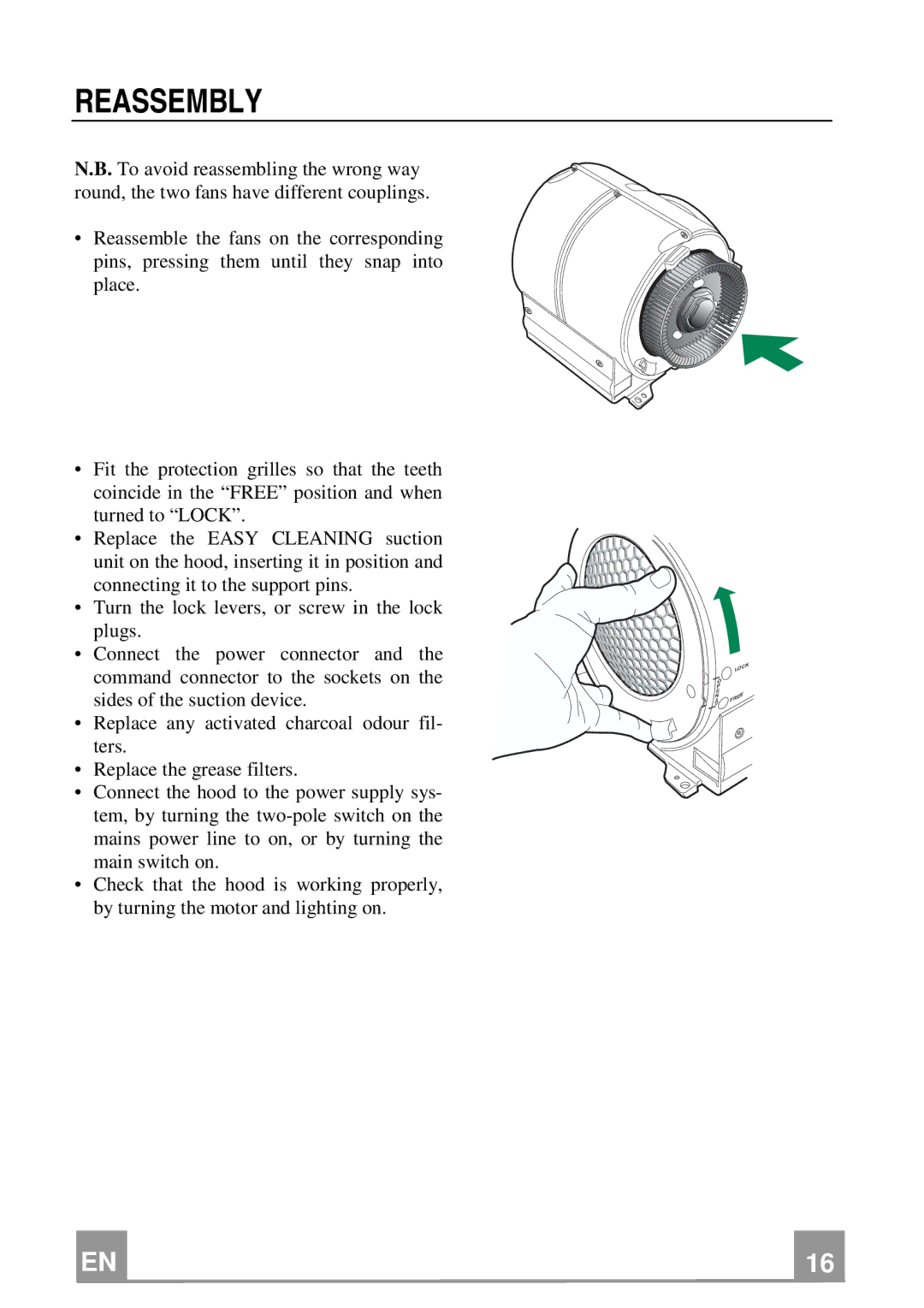 Franke Consumer Products FCH 906 XS ECS manual Reassembly 