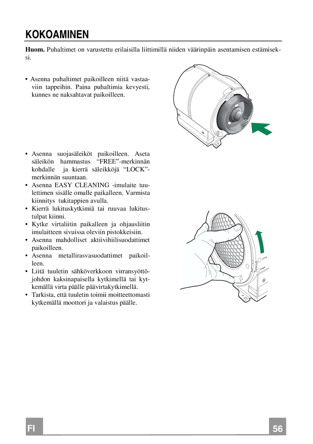 Franke Consumer Products FCH 906 XS ECS manual Kokoaminen 