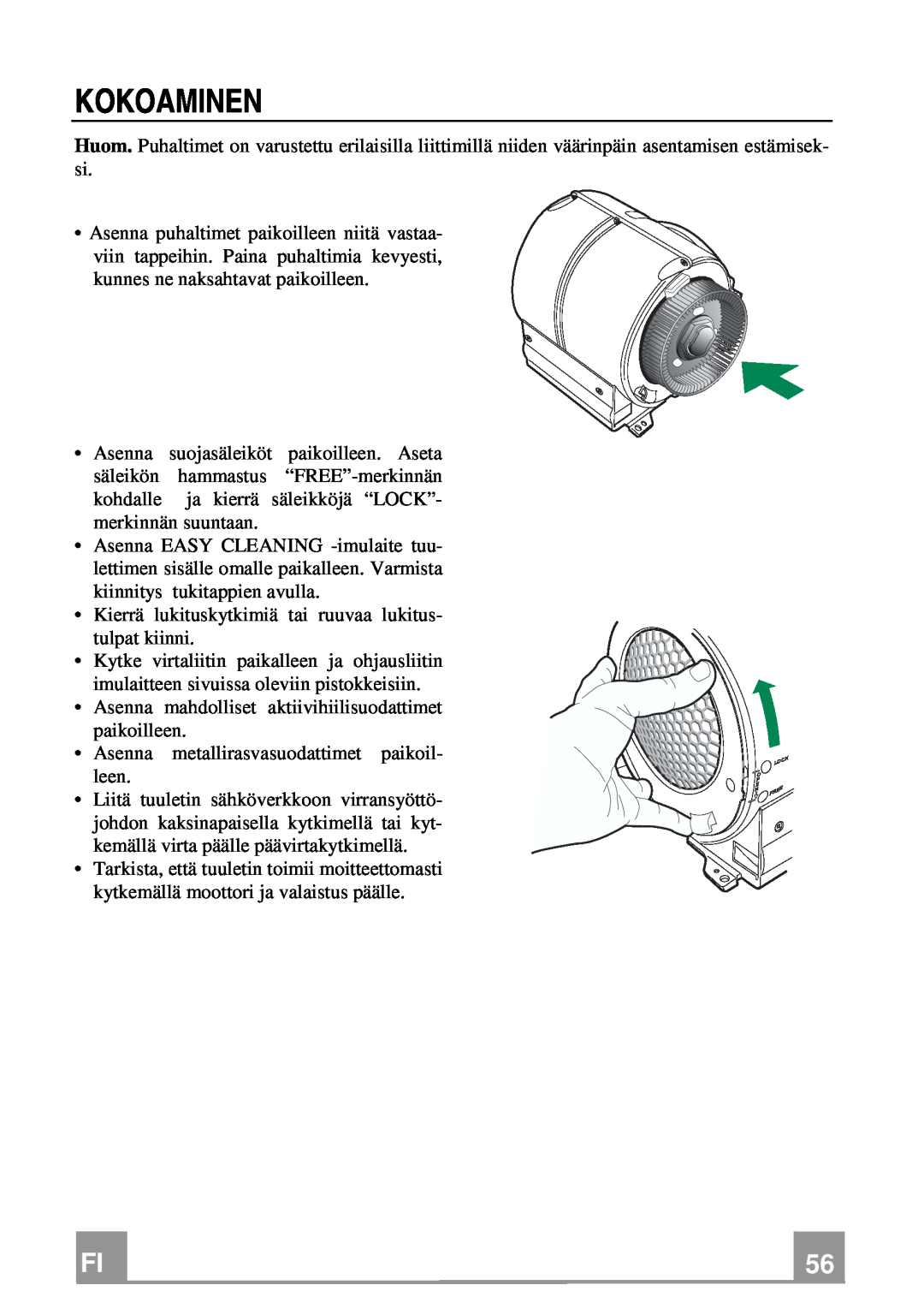 Franke Consumer Products FCH 906 XS ECS manual Kokoaminen 