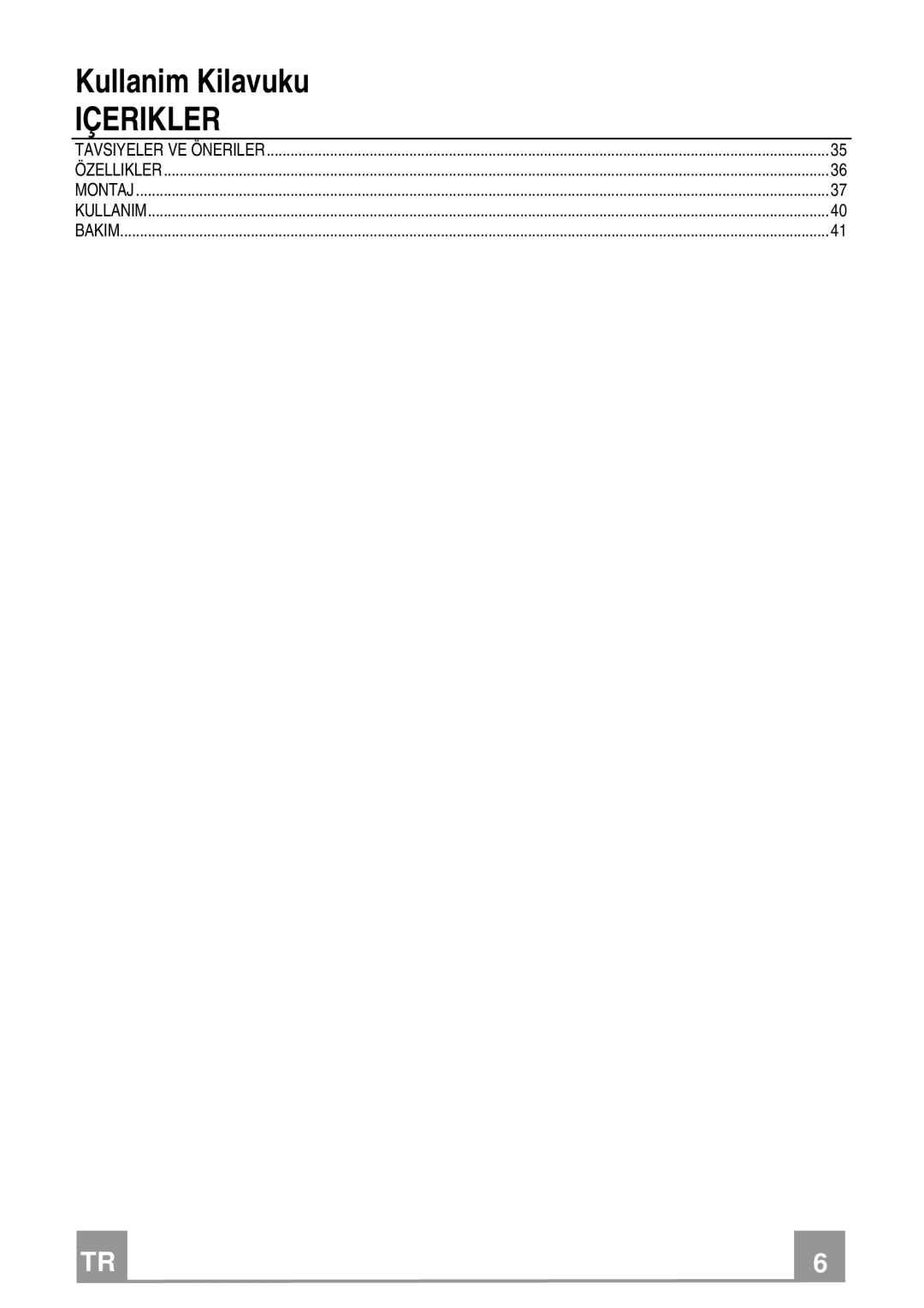 Franke Consumer Products FCH 906 manual Içerikler 