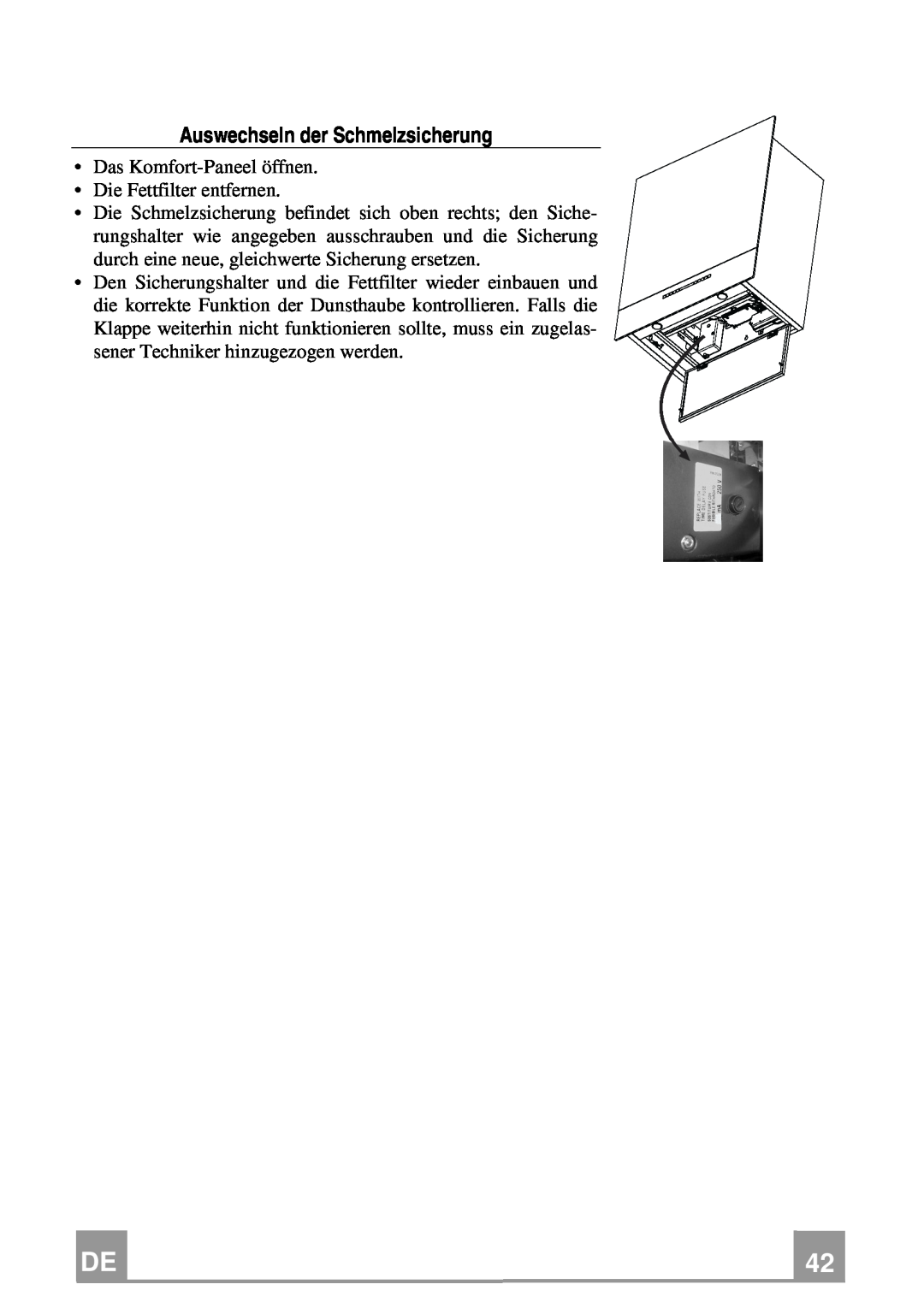 Franke Consumer Products FCR 708-H TC manual Auswechseln der Schmelzsicherung 