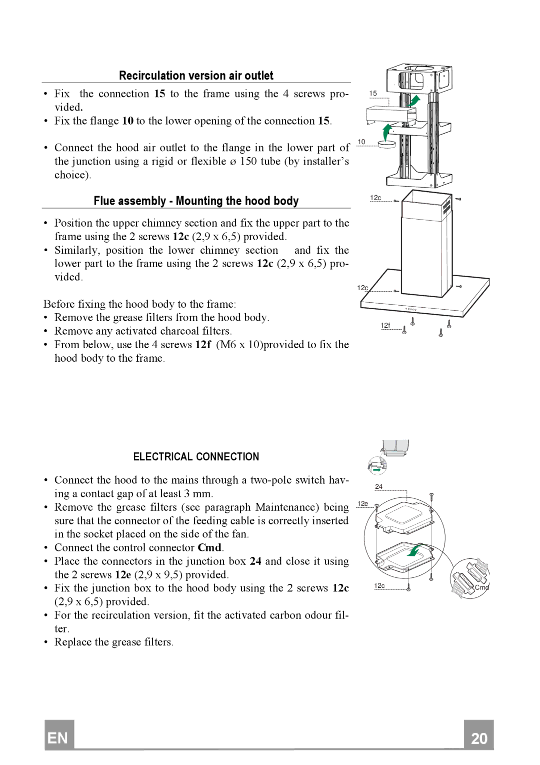 Franke Consumer Products FDF 9044 I manual Recirculationversionairoutlet 