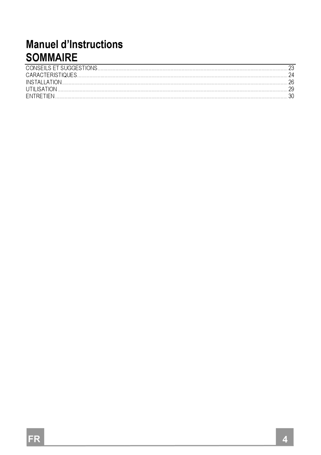 Franke Consumer Products FDF 9044 I manual Sommaire 