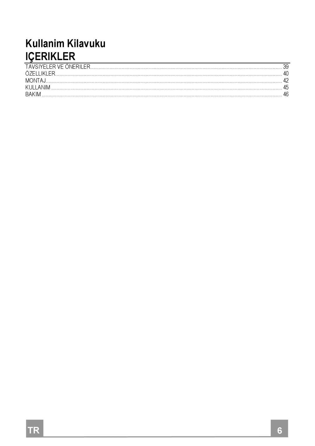 Franke Consumer Products FDF 9044 I manual Içerikler 