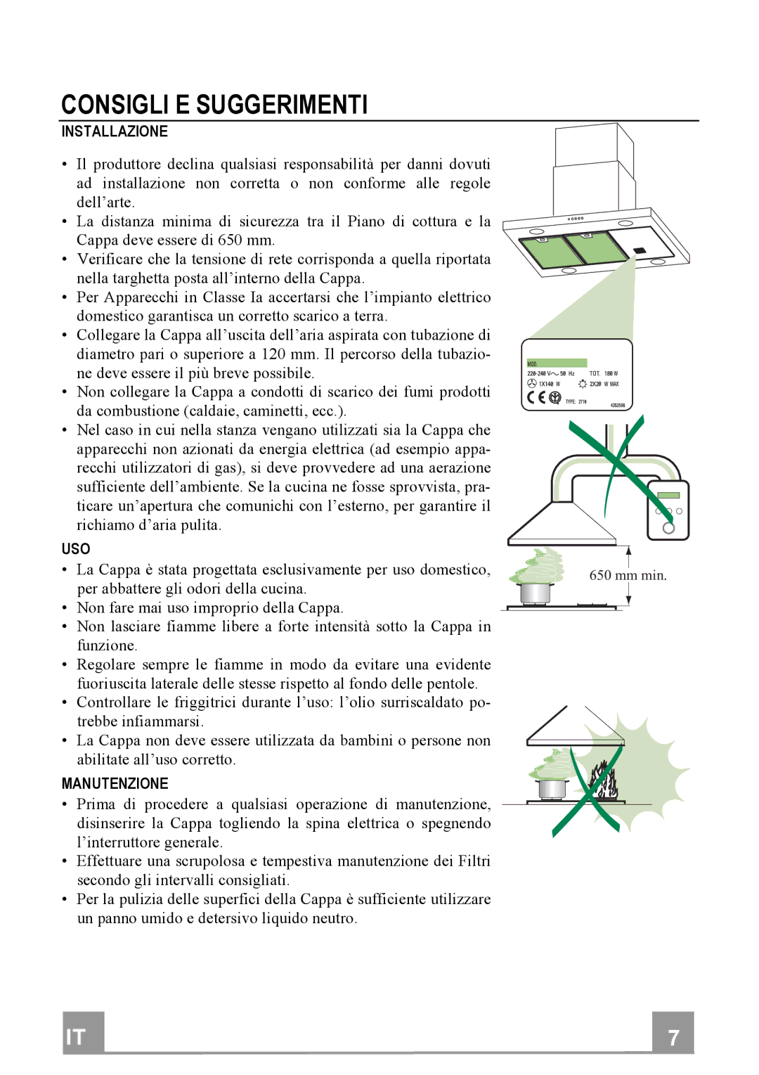 Franke Consumer Products FDF 9044 I manual Consigliesuggerimenti, Installazione, Uso, Manutenzione 