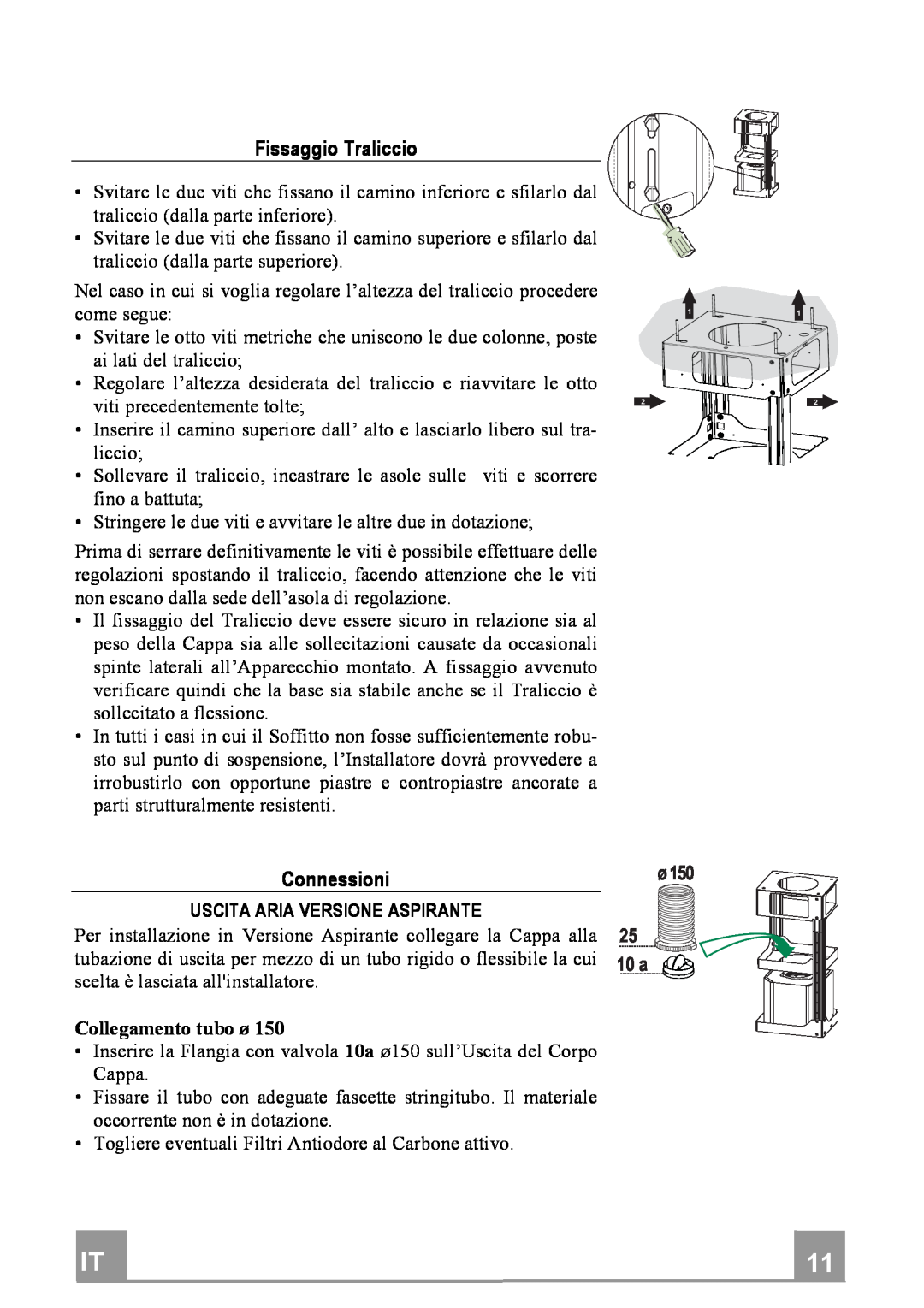 Franke Consumer Products FDF 9044 I manual FissaggioTraliccio, Connessioni, 10 a 