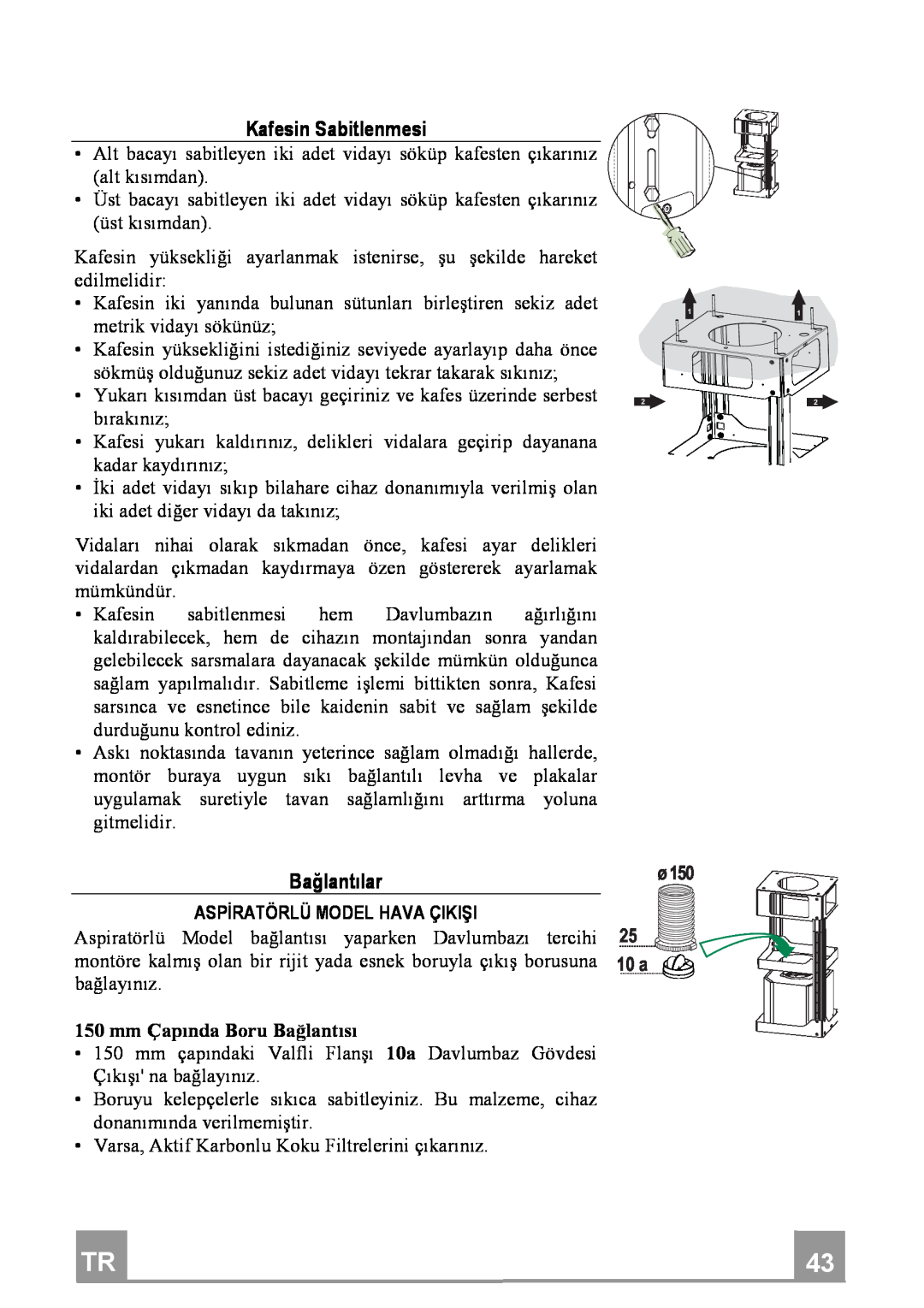 Franke Consumer Products FDF 9044 I manual KafesinSabitlenmesi, Bağlantılar, 10 a 