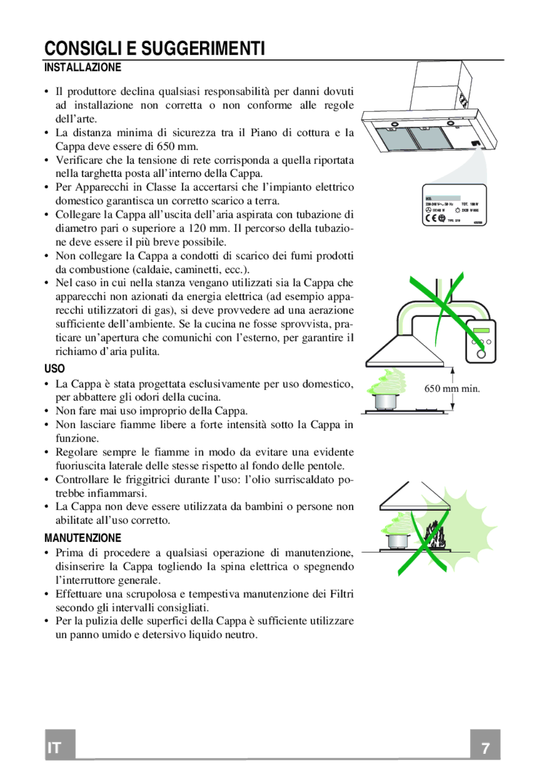 Franke Consumer Products FDF 6046, FDF 9046 manual Consigli E Suggerimenti, Installazione, Uso, Manutenzione 