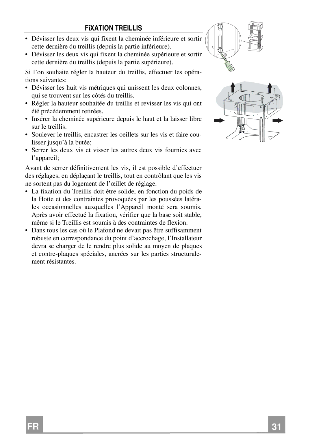 Franke Consumer Products FDF 9174 I manual FiXATION Treillis 