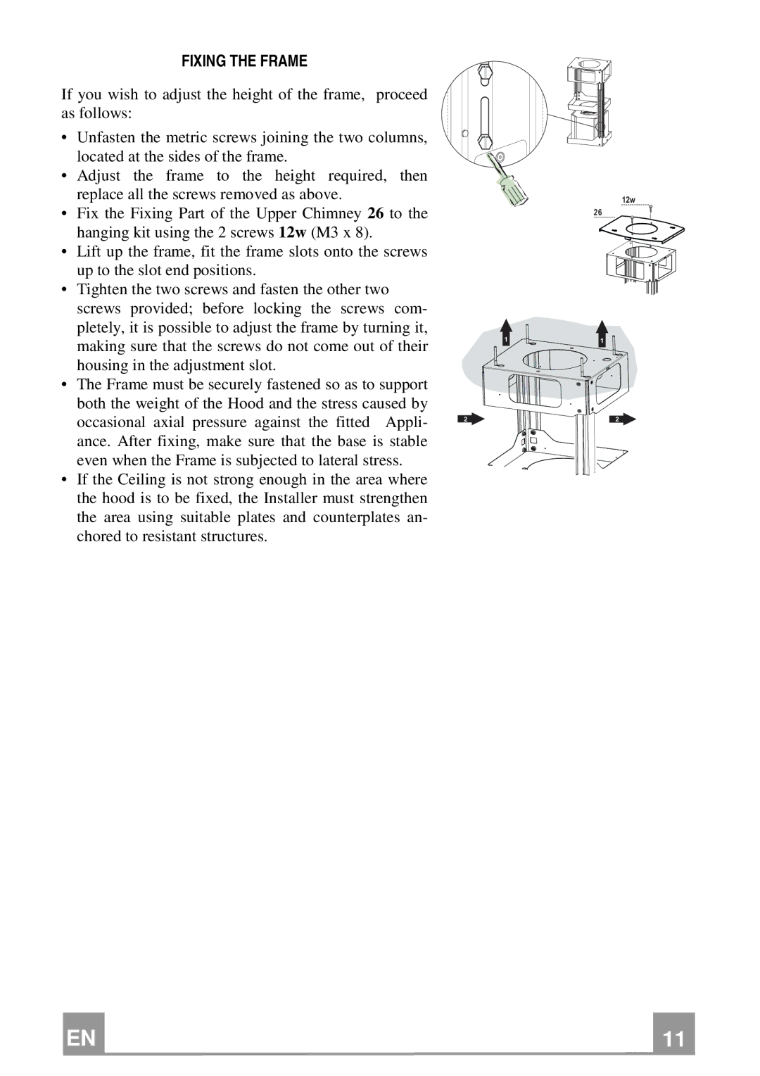 Franke Consumer Products FDMO 607 I manual Fixing the Frame 