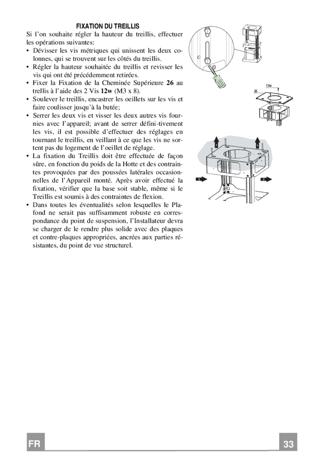 Franke Consumer Products FDMO 607 I manual Fixation DU Treillis 