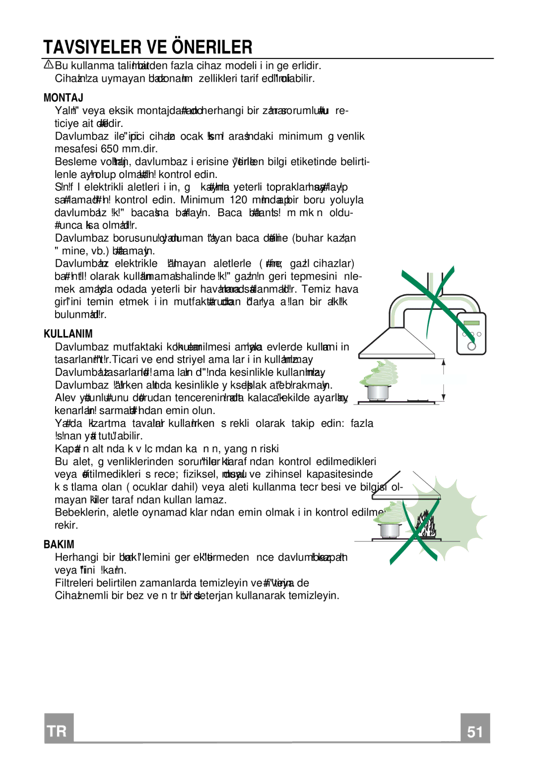 Franke Consumer Products FDMO 607 I manual Tavsiyeler VE Öneriler, Montaj, Kullanim, Bakim 