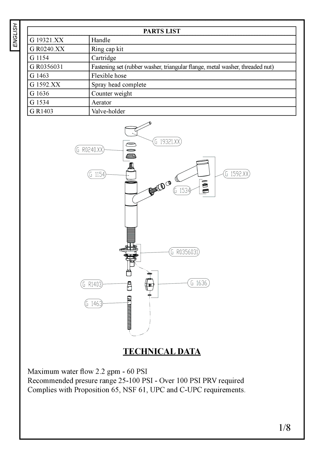 Franke Consumer Products FF-2000 manual Technical Data 