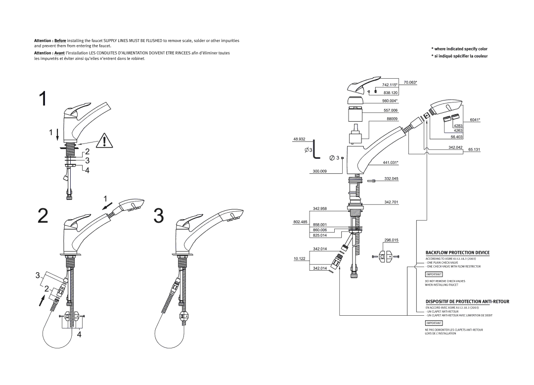 Franke Consumer Products FF-3000 installation instructions Backflow Protection Device, Dispositif DE Protection ANTI-RETOUR 