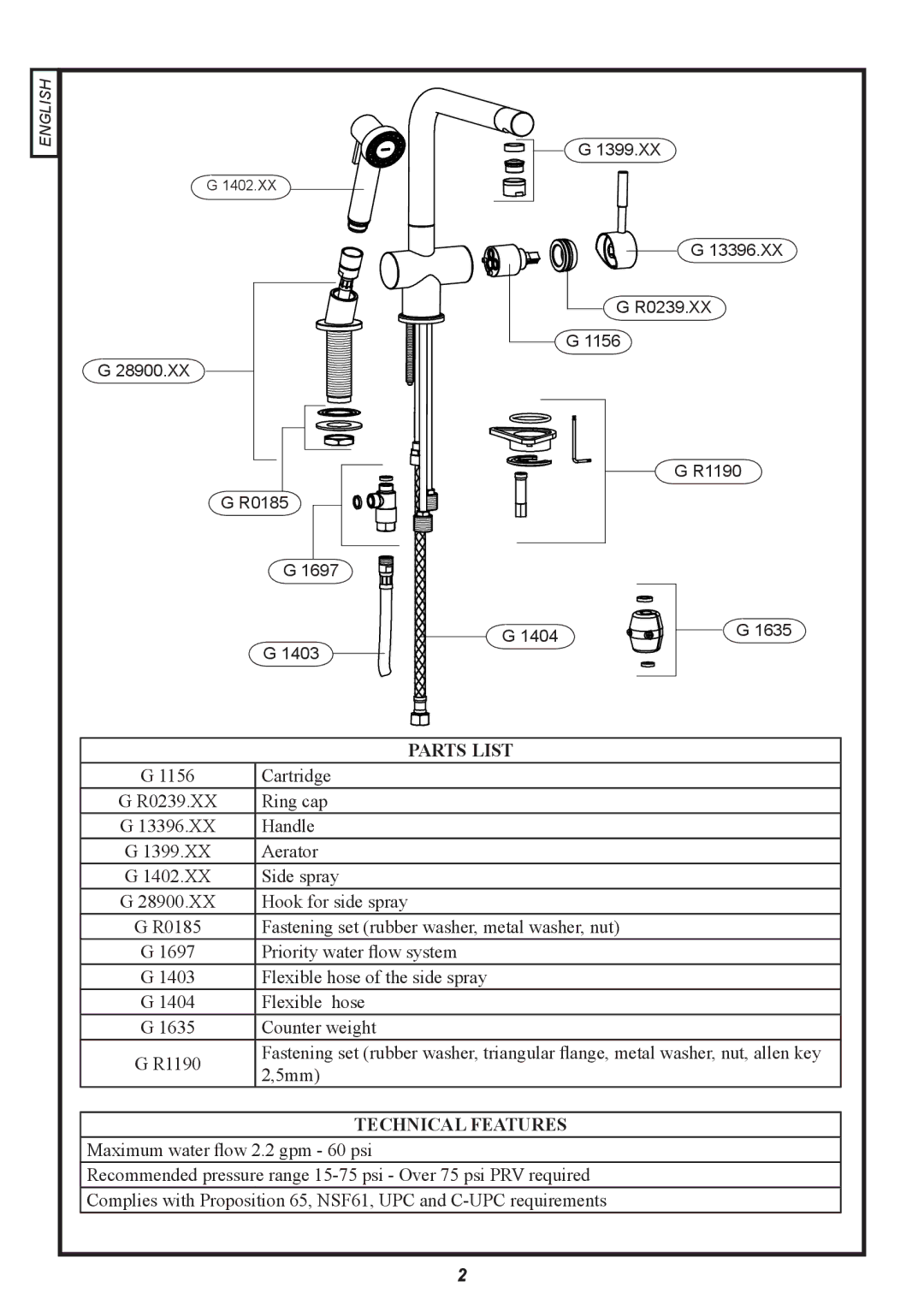 Franke Consumer Products FF 5000 manual Parts List 