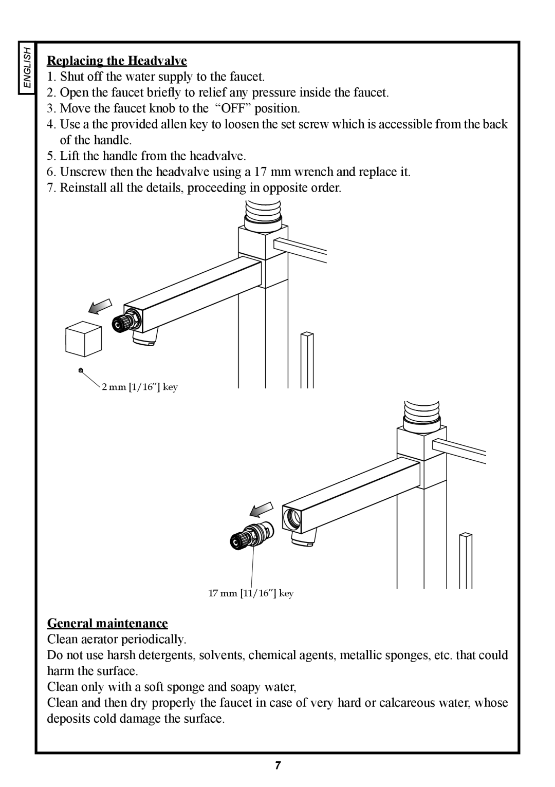 Franke Consumer Products FFP 1000 manual Replacing the Headvalve, General maintenance 