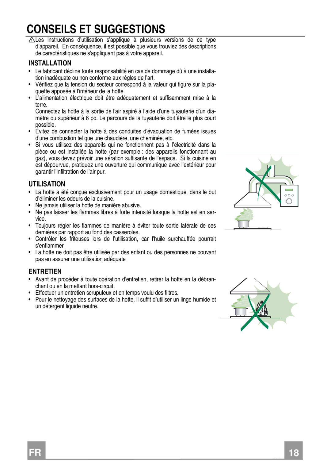 Franke Consumer Products FGA 364 W installation instructions Conseils ET Suggestions, Utilisation, Entretien 