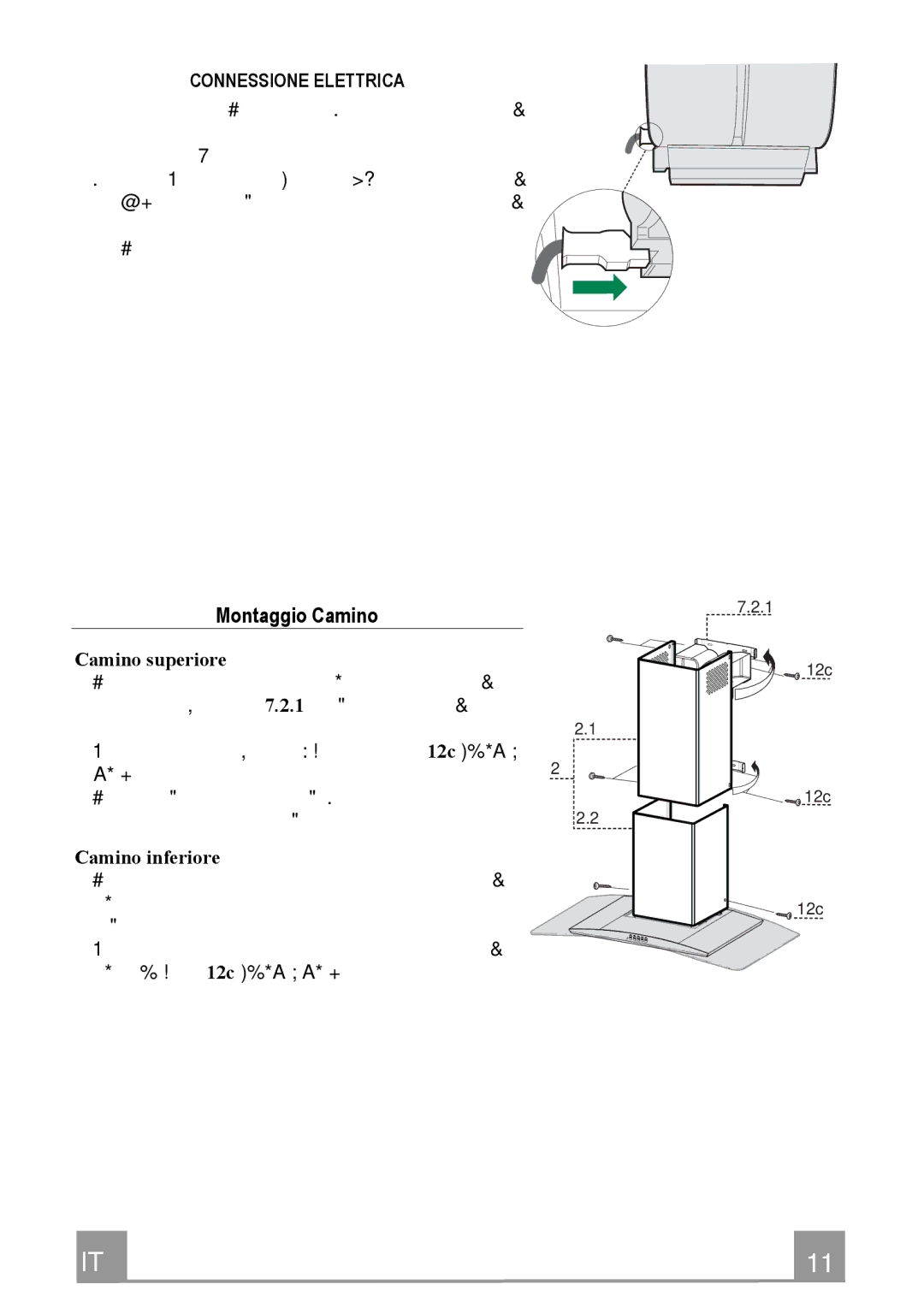 Franke Consumer Products FGC 904 manual MontaggioCamino, Connessioneelettrica 