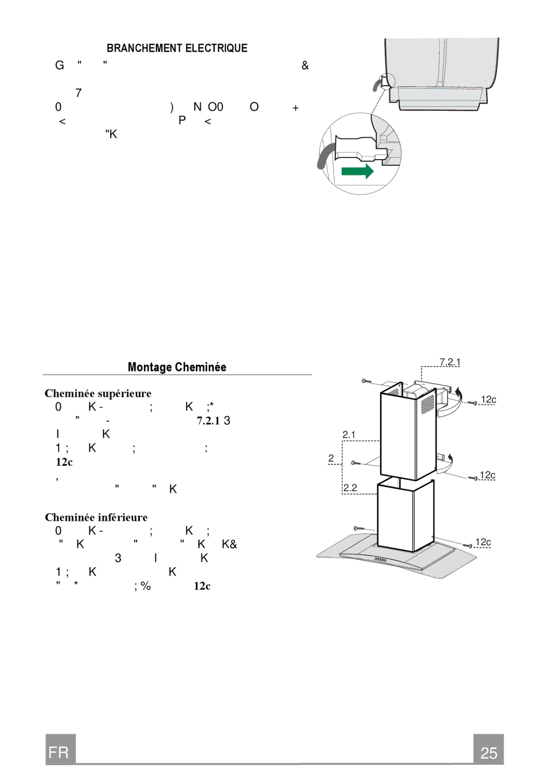 Franke Consumer Products FGC 904 manual MontageCheminée, Branchementelectrique 