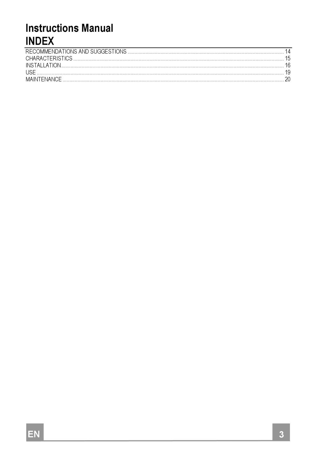 Franke Consumer Products FGC 904 manual Index 