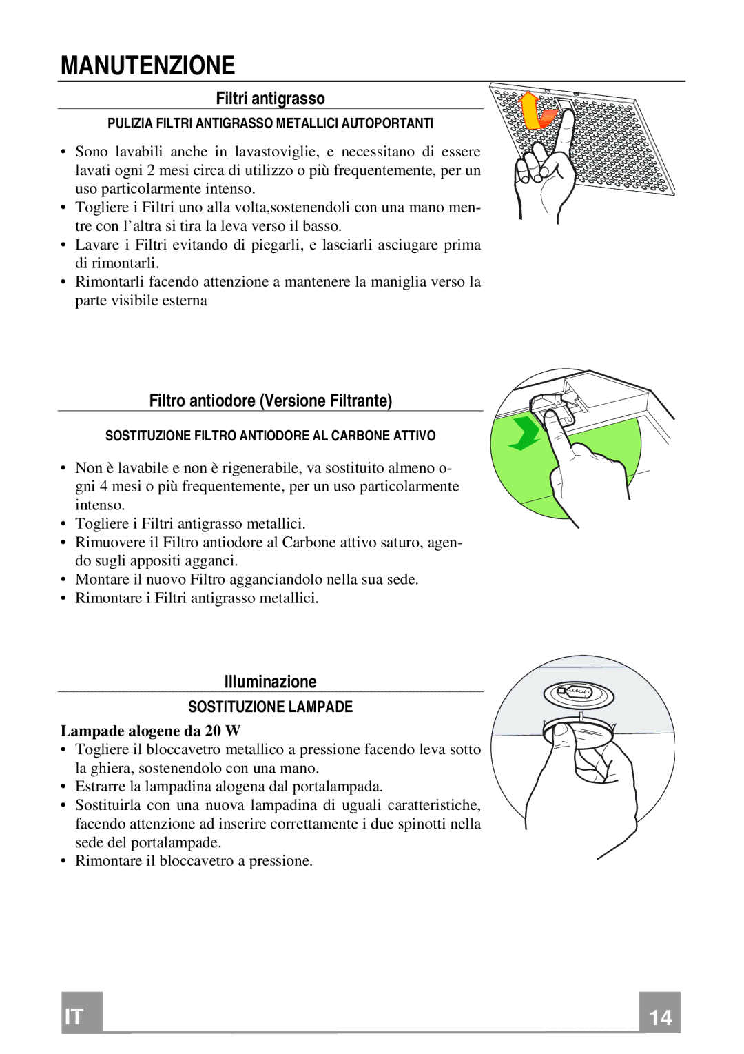 Franke Consumer Products FGC 906 I Manutenzione, Filtri antigrasso, Filtro antiodore Versione Filtrante, Illuminazione 