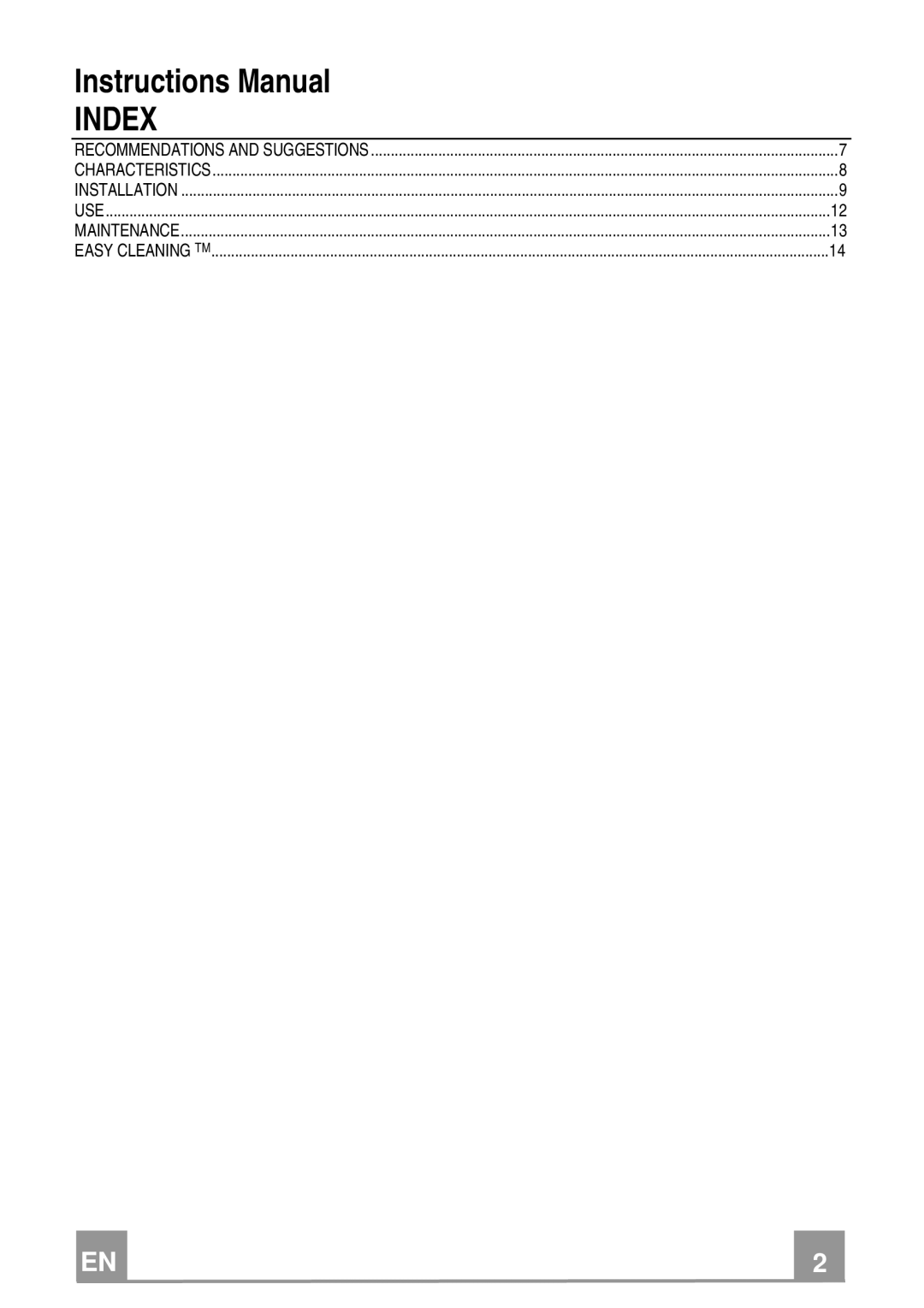 Franke Consumer Products FGL 6104 XS ECS, FGL 9104 XS ECS manual Index 