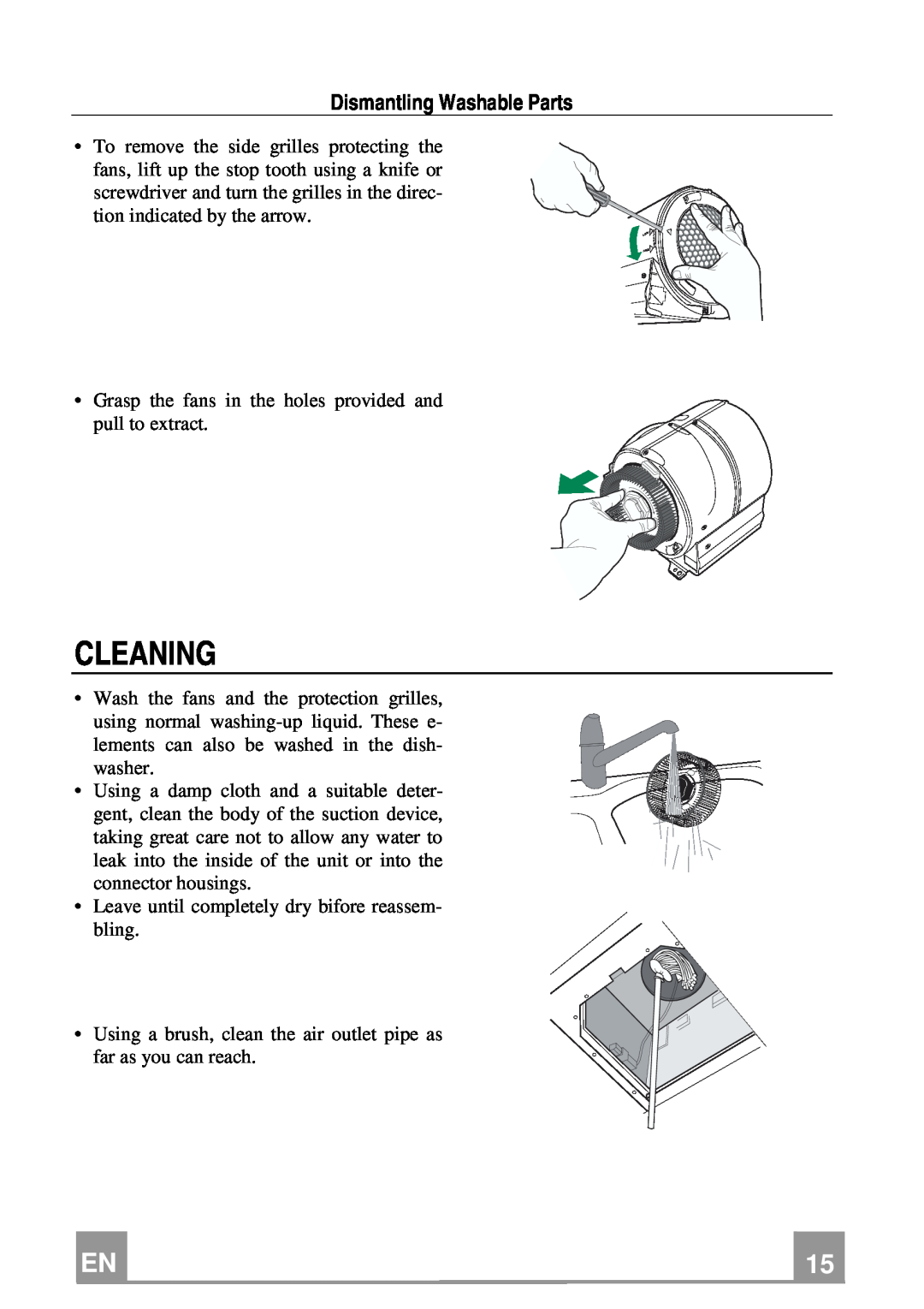 Franke Consumer Products FGL 9104 XS ECS, FGL 6104 XS ECS manual Cleaning, Dismantling Washable Parts 