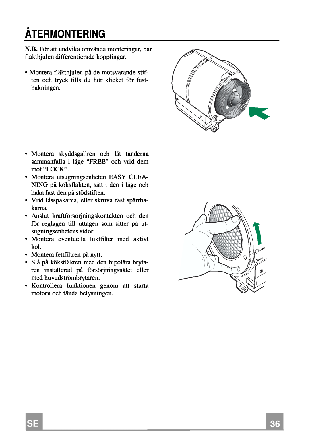 Franke Consumer Products FGL 6104 XS ECS, FGL 9104 XS ECS manual Återmontering 