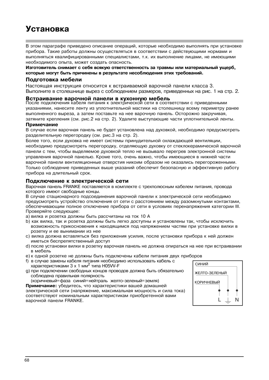 Franke Consumer Products FHPL 301 1CO Установка, Подготовка мебели, Встраивание варочной панели в кухонную мебель 