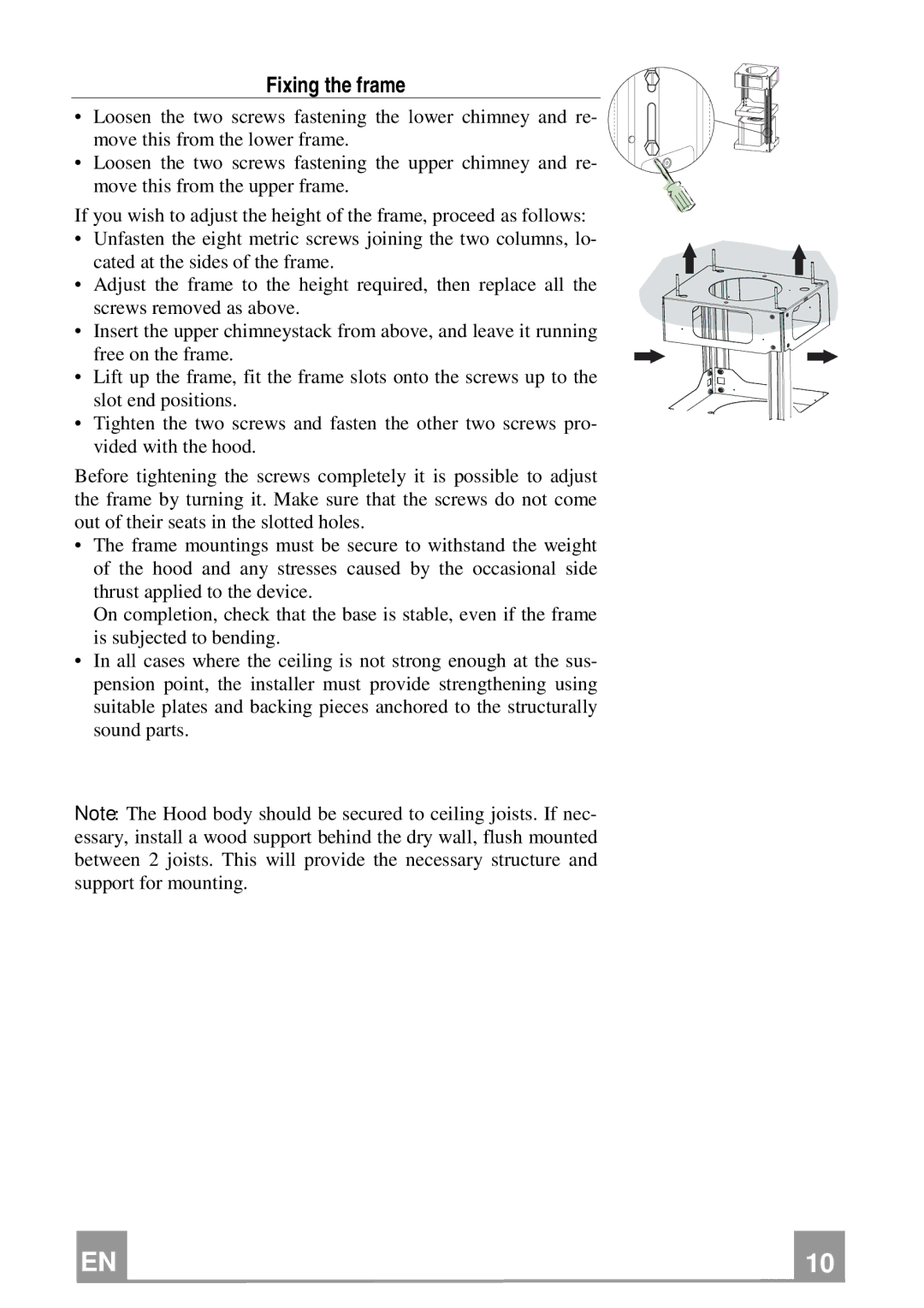 Franke Consumer Products FKU 368 TC I installation instructions Fixing the frame 