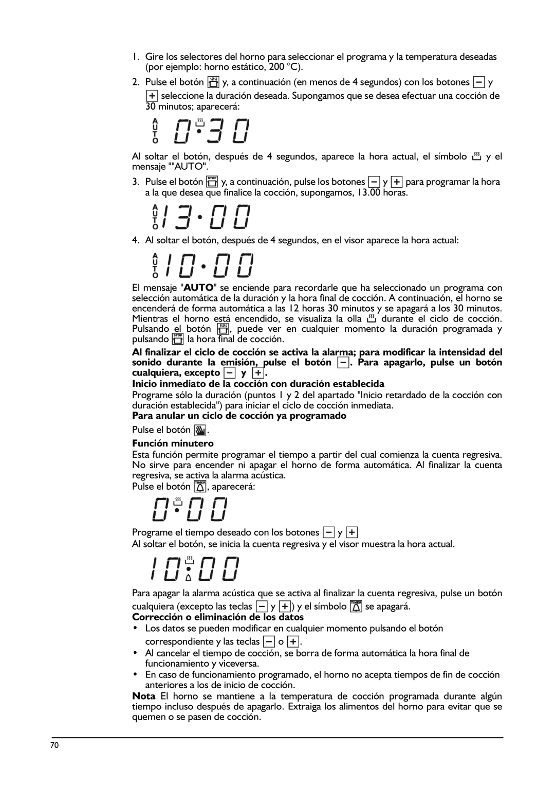 Franke Consumer Products SM 56M, FLAT 603 Para anular un ciclo de cocción ya programado, Pulse el botón, Función minutero 